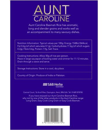 Aunt Caroline Basmati Indian Rice Aromatic Fluffy Delicate Grains Pack of 5kg - Buy Online on GoSupps.com