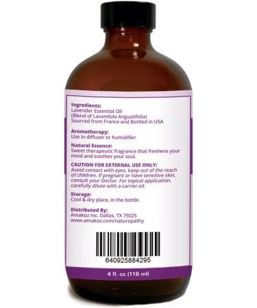 Premium Naturopathy Lavender Essential Oil 4 fl. Oz - 100% Natural Therapeutic Grade for Aromatherapy and Relaxation - Buy Online on GoSupps.com