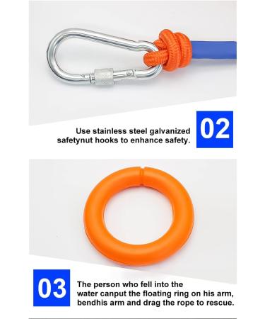Gouccpu 30m Water Rescue Throw Rope Lifesaving Lifeguard with Hand Ring and Spring Hook - Buy Online on GoSupps.com