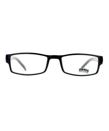 SA106 Black Narrow Rectangular Spring Hinge Plastic Clear Lens Eye Glasses
