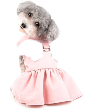 Ranphy Angel Wings Puppy Dress | Small Dog Girls Apparel with D-ring | Comfortable Summer Shirt Skirt for Chihuahua, Yorkie, Cats | Pink - Buy Online on GoSupps.com