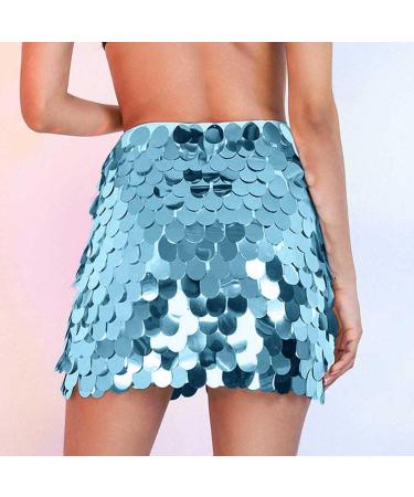 Zoestar Sequin Wrap Skirt - Sparkly Dance Hip Scarf for Women and Girls - Shiny Party Skirt in Large Light Blue - Buy Online on GoSupps.com