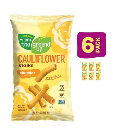 Real Food From The Ground Cauliflower Stalks - 6 Count 4oz Bags (Cheddar) - Cheddar Cheese Flavor - Buy Online on GoSupps.com
