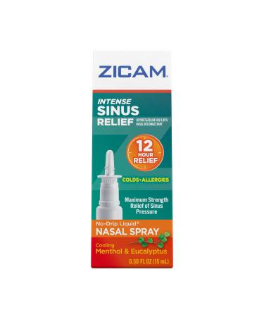Zicam Intense Sinus Relief No-Drip Liquid Nasal Spray with Cooling Menthol & Eucalyptus 0.5 Ounce (Pack of 1)