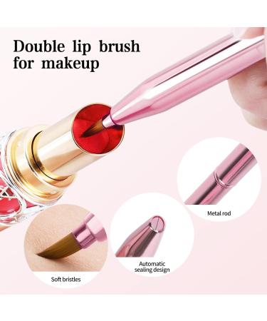 Arqumi Double-Ended Lip Makeup Brush | Retractable & Lightweight Lip Liner Applicator | Travel & Daily Use | Pink - 1PCS - Buy Online on GoSupps.com