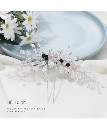 Unicra Crystal Bride Wedding Hair Pins Silver Rhinestone Clips Headpiece Bridal Hair Accessories for Women and Bridesmaid - Buy Online on GoSupps.com