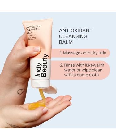 Antioxidant Cleansing Balm - Hydrating Cleansing Oil - Facial Cleanser & Eye Makeup Remover Balm - 100% Vegan & Fragrance Free - Dermatologically Tested Face Cleanser - Indy Beauty - 100ml - Buy Online on GoSupps.com