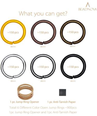 BEADNOVA 6mm Assorted Colors Open Jump Rings for Jewelry Making (900Pcs) - Buy Online on GoSupps.com