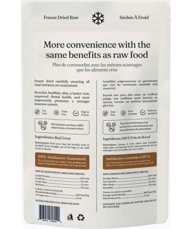 RawBites Freeze Dried Raw Dog Treats | Soy Free Grain Free Locally Sourced and Made in Canada Beef Liver Dog Treats (142g/5.0oz Beef Liver) - Buy Online on GoSupps.com