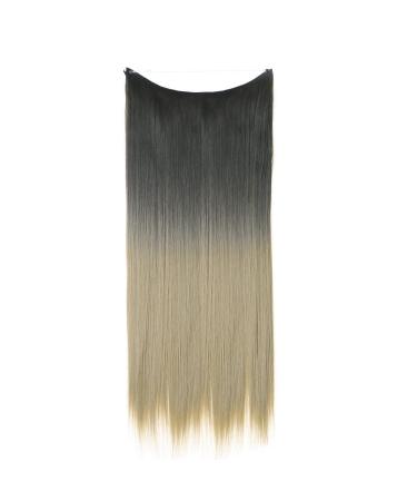 Natural wig piece one piece long straight hair high temperature silk fish line hair extension piece chenghuax (Color : 2T24 Size : 14)