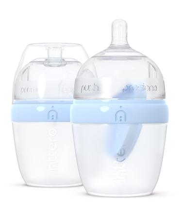 Inttero Preload/Formula Mixing Baby Bottle with Anti Colic & Air-Free System - 6oz / 2-Pack (Cute Blue)