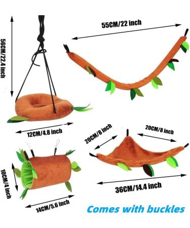 5PCS Forest Pattern Hammock and Swing Set for Small Animals - Cage Toy Accessories for Hamsters, Rats, Guinea Pigs, Gliders, and Squirrels - Buy Online on GoSupps.com