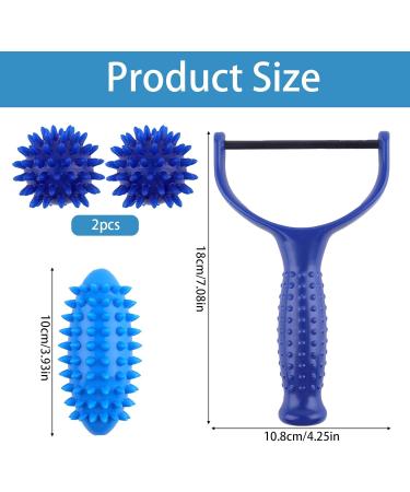 Massage Roller with Handle & Interchangeable Hedgehog Balls - Self Massage for Muscle Pain Relief | Blue - Buy Online on GoSupps.com