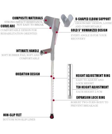 Crutch Lightweight Retractable Folded Elbow Arm Armpit Crutches Fractures Rehabilitation Polio Forearm Crutches Black (White) (Black) Selfless dedication - Buy Online on GoSupps.com