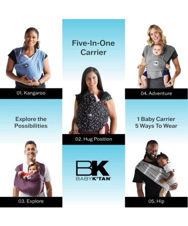 Baby K'tan Baby Wrap Carrier - Pre Wrapped Hygienic Sport Performance Sling - UVA/UVB Sun Protection - HeiQ Technology - Quick Drying Fabric - Active Oasis Black & Grey (Medium) - Buy Online on GoSupps.com