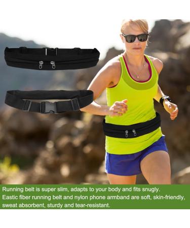 High Elasticity 2-Part Base Belt & Waterproof Phone Bracelet Bag Set for Jogging Fitness Hiking & Cycling - Black - Buy Online on GoSupps.com