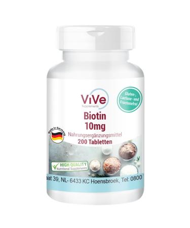 Biotine 10mg - 200 comprim s - D-Biotine - Dosage lev - Biodisponible - Qualit allemande - ViVe Supplements