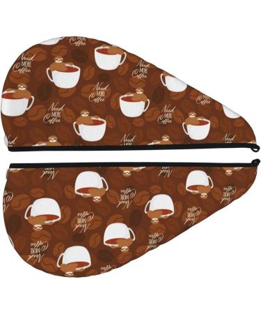 Hair Towel Wrap - Quick-Dry Hair Drying Turban with Button | Sloths Need More Coffee Design - Buy Online on GoSupps.com