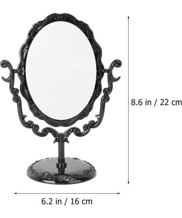 Leorx Vintage Desktop Makeup Mirror - Acrylic Rose Pattern Vanity Mirror (Black) - 22x16x9.5cm - Ideal for Bedroom & Bathroom - Buy Online on GoSupps.com
