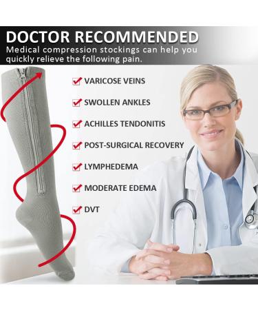 Ailaka Zipper Compression Socks 15-20 mmHg for Men Women - 4X-Large, Grey - Buy Online on GoSupps.com