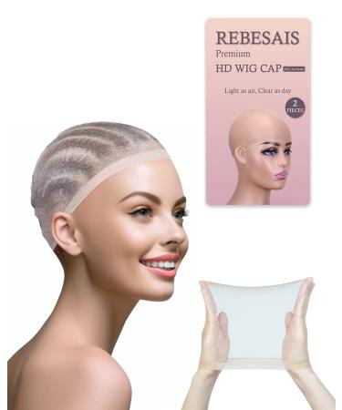Rebesais 10 Pieces HD Wig Cap for Lace Front Wigs Wig Caps for Women - Sheer and Thin Bald Cap for Wigs Stocking Cap for Women's Invisible Hairline Premium Quality Wig Accessories(5 PACK 10 PCS)