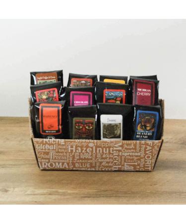 Indulgent Coffee Selection Gift Box | 12 Flavored 1.75oz Arabica Coffee Samplers - Buy Online on GoSupps.com
