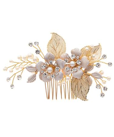 PATKAW Wedding Hair Comb Bride Hair Piece Flower Leaf Headpiece Bride Hair Accessory