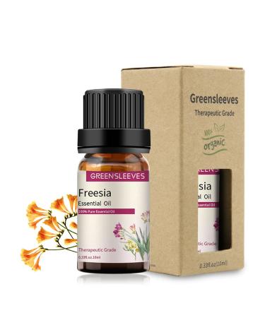 GREENSLEEVES Freesia Essential Oil, 10ml Pure Plant-Based Fragrance Oil for Aromatherapy, Essential Oils for Diffuser, Air Freshener, Massage, Bath Bomb, Scented Candle Soap Making