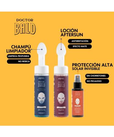  Doctor Bald Complete sun protection - Sunscreen + after-sun spray SPF 50 lightweight dry touch and matte finish fast absorption prevents staining - 300 ml - Buy Online on GoSupps.com