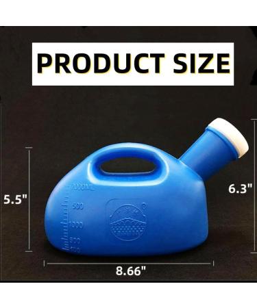 AOSHITU Male Bed Urine Bottles 2000mL Portable Urinal for Men Pee Bottle Collector with 1.3M Tube Blue - Buy Online on GoSupps.com