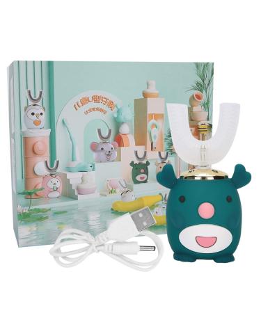 U-shaped electric toothbrush waterproof 360-degree cleaning sound toothbrush mouth care device with 5 modes for children and babies (S-Gr n) 1 piece (1 Pack) green