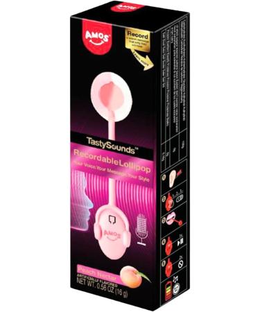 Amos TastySounds Candy Lollipop Peach Nectar Flavour 16g (Pack of 2) | Individually Packed Recordable Music Lollipop - Buy Online on GoSupps.com
