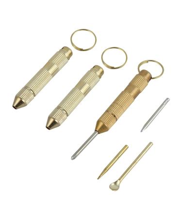 Qtqgoitem 3 Pcs Gold Tone Metal Ear Wax Remover Earpicks Cleaner w Keyring (Model: 8c2 5d5 bc3 3d7 c2e)