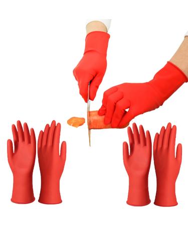 KKRAUS 3 Pairs Cleaning Gloves Non-Slip Durable Rubber Gloves Cleaning Reuseable Household Gloves for Kitchen Cleaning Washing Dish Gloves (Color : Red Size : Large) Large Red