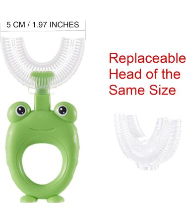 360 U-Shaped Toothbrush for Toddlers & Kids (2-8 Years) - Green Frog Design 4 Interchangeable Heads & Incentive Stickers for Effective Oral Care - Buy Online on GoSupps.com