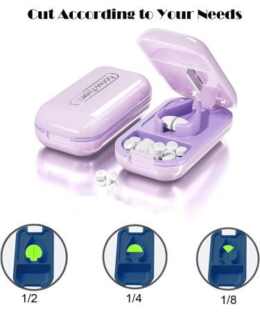 Dyroe Tablet Divider & Pill Cutter Split Large & Small Tablets with Storage Compartment Portable Vitamin Pill Splitter (Purple) - Buy Online on GoSupps.com