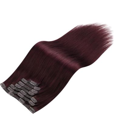 Moresoo Wine Red Clip in Hair Extensions - 16 Inch Burgundy Real Human Hair - 7 Pieces/120g #99J - Buy Online on GoSupps.com