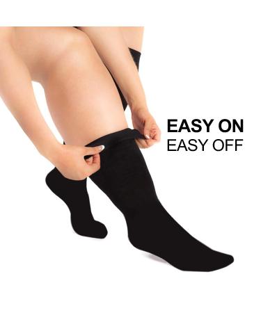 Zeta Plus Size Support Socks - XXXXL Black, Wide Calf Compression for Men and Women, Cotton-Rich Comfort, Graduated Compression, 1 Pair - Buy Online on GoSupps.com