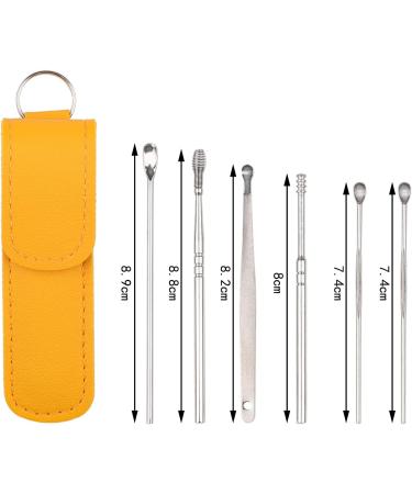 Nauze 6Pcs Stainless Steel Ear Wax Removal Kit - Reusable Metal Ear Cleaner for Children and Adults | Portable Bag Included (Yellow) - Buy Online on GoSupps.com