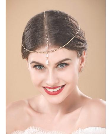 Yean Wedding Crystal Head Chain - Gold Strass Bride Hair Jewel | Elegant Hair Accessory for Brides - Buy Online on GoSupps.com