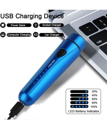 ARECTECH Mini Portable Electric Shaver for Men - USB Rechargeable Cordless Razor with LED Display | Ideal Travel Touch-Up Shaver - Blue - Buy Online on GoSupps.com