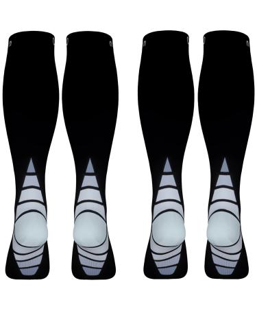(2 Pairs)Compression Socks / Stockings for Men & Women Speed Up Recovery BEST Graduated Athletic Fit for Travel Running Nurses Shin Splints Flight & Maternity Pregnancy. Boost Stamina Circulation Black & Grey L-XL - Buy Online on GoSupps.com