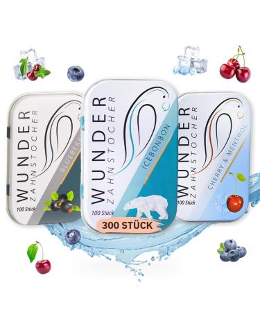 Miracle toothpick - in 3 refreshing varieties Fresh Pack - toothpick with taste - plastic -free chewing gum - smoking cessation - Fresh breath with flavored toothpick - sugar -free vegan