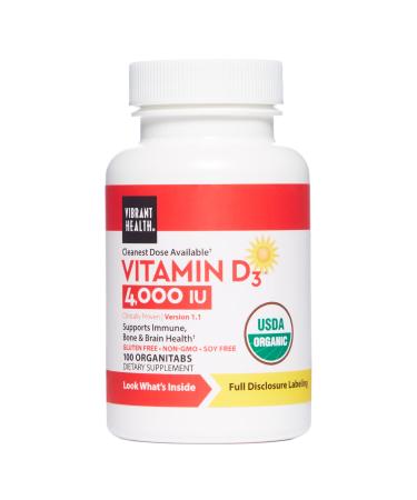 Vibrant Health Vitamin D3 4000 I.U. 100 OrganiTabs