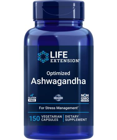 Life Extension Optimized Ashwagandha 150 Veg Caps - Non-GMO Gluten Free Vegetarian Capsules 150 Count (Pack of 1)