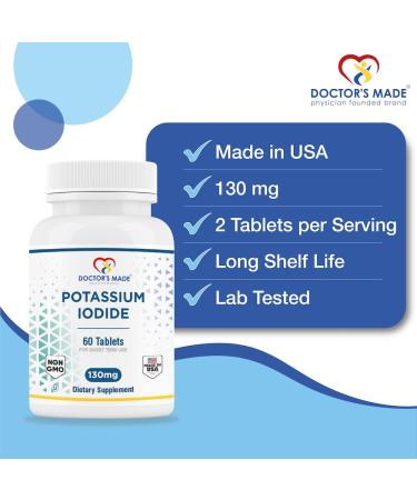 Doctor s Made Potassium Iodide 130mg Thyroid Support 60 Tablets - Kosher, Exp. 04/2025 - 60 Count - Buy Online on GoSupps.com