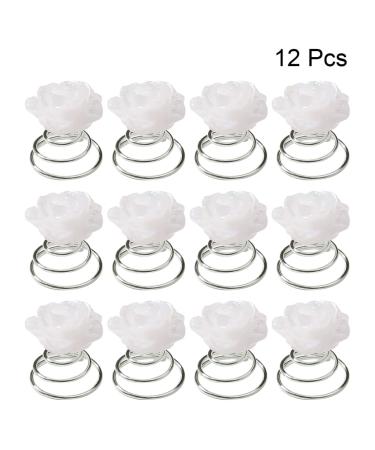 Lurrose 12pcs Glitter White Rose Spiral Hair Pins - Bridal Wedding Prom Accessories - Buy Online on GoSupps.com