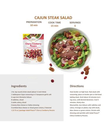Salad Pizazz Cherry Cranberry Pecano Salad Toppers 3.75 oz (Pack of 6) - Non-GMO, No Artificial Flavors or Colors, Kosher - Buy Online on GoSupps.com