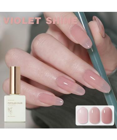Jelly Gel Nail Polish Sheer Pink Gel Nail Varnish Translucent Nail Polish Soak-Off UV/LED Jelly Purple French Nail Gel Transparent Nude Gel Nail Polish for Nail Art Salon DIY - Buy Online on GoSupps.com