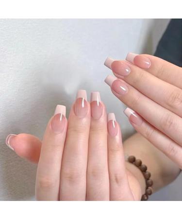 Harvia 30 Pieces Press-On Ballerina French Nails - Coffee & White Artificial Stick-On Nails - Buy Online on GoSupps.com